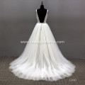 Sexy Lace Illusion Backless V Neck Sleeveless Puffy Beautiful Train Wedding Gowns Dress Bridal